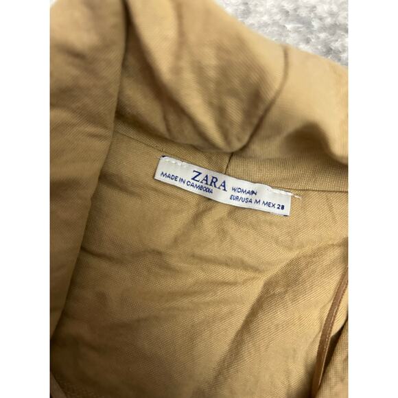 Zara Surplice Plunging Wrap Beige Bodysuit Blouse Size Medium Casual Business - Picture 10 of 15